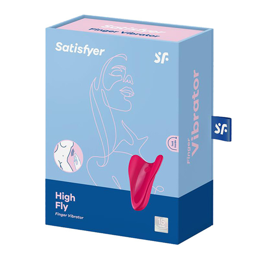 Малиновый унисекс вибратор на палец Satisfyer High Fly