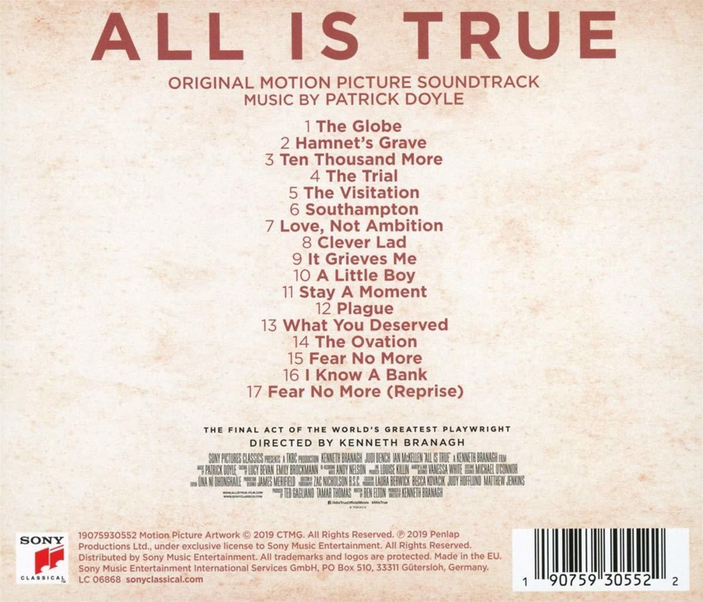 Soundtrack / Patrick Doyle: All Is True (CD)