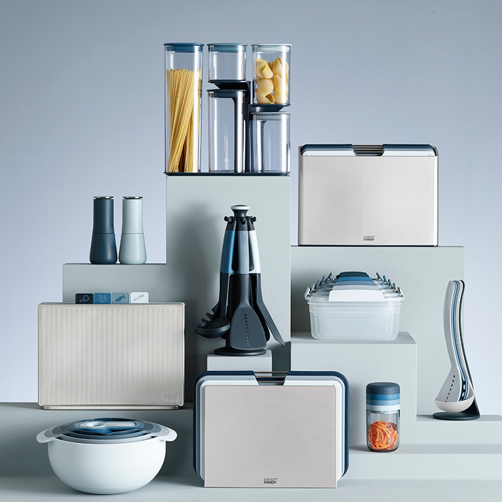 Терка спиралайзер с тремя лезвиями и контейнером для хранения spiro, синяя