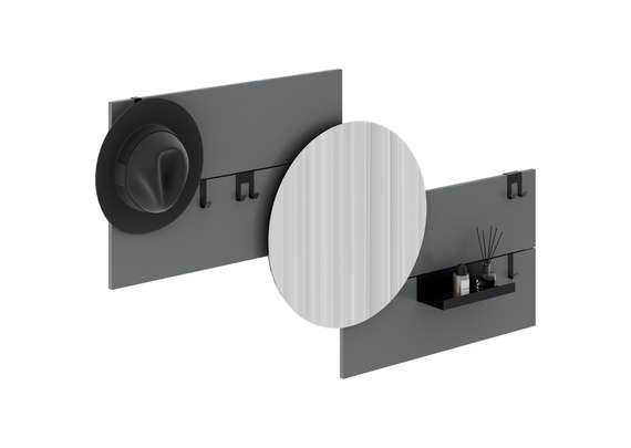 Вешалка Stripe M горизонтальная с зеркалом D 60 см (серый)