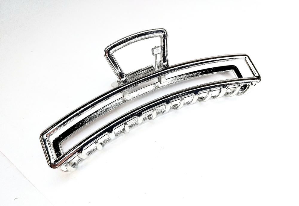 Заколка-краб для волос. 11 см. Металл. Цвет Белый. Усиленная