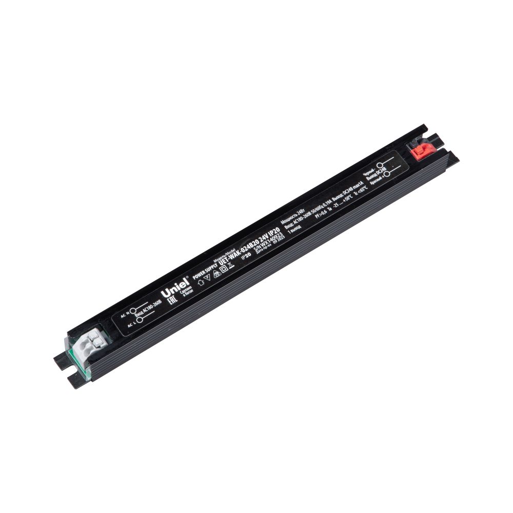 UET-WAK-024B20 24V IP20 Блок питания ультратонкий. 24Вт. Металлический корпус. TM Uniel