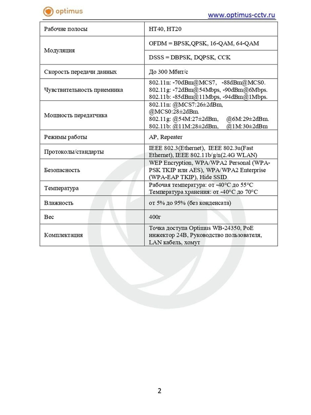 Точка доступа Optimus WB-24350