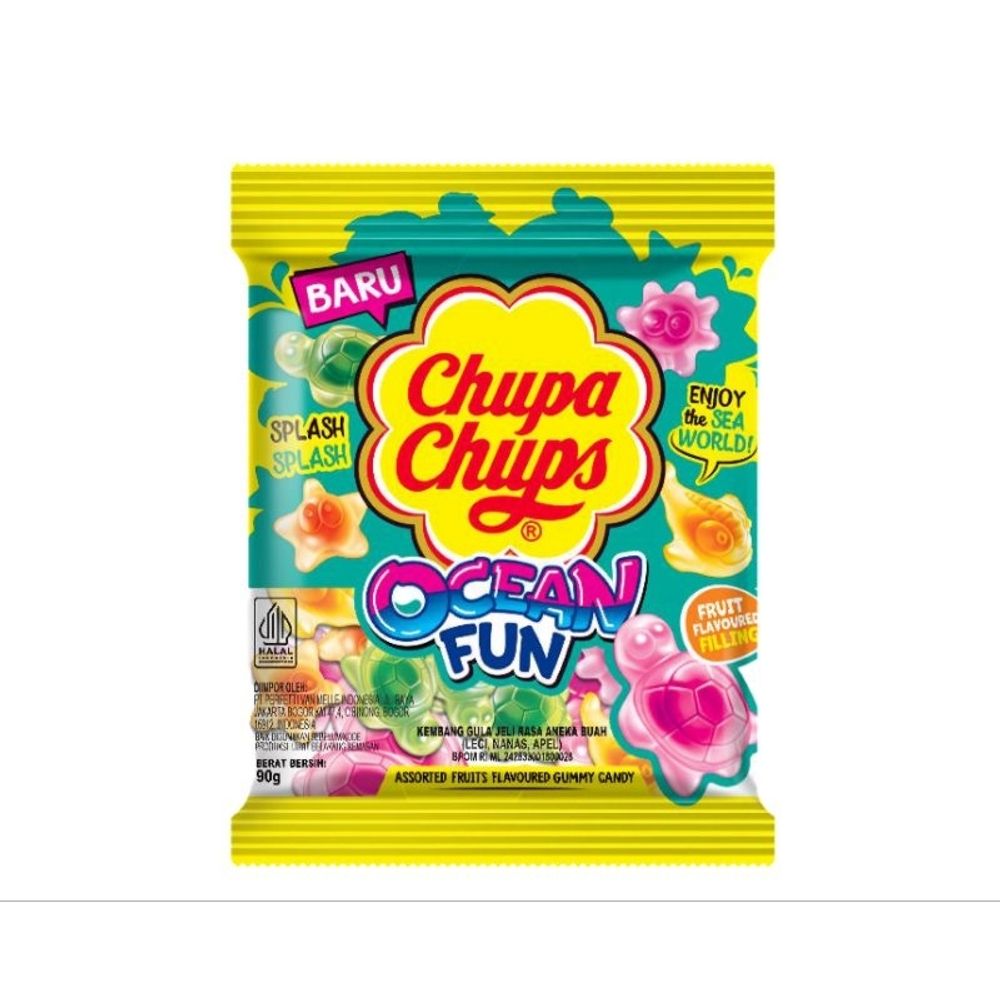 Жевательные конфеты Chupa Chups Ocean Fun Assorted Fruits морские фигурки, фруктовое ассорти, 90 г