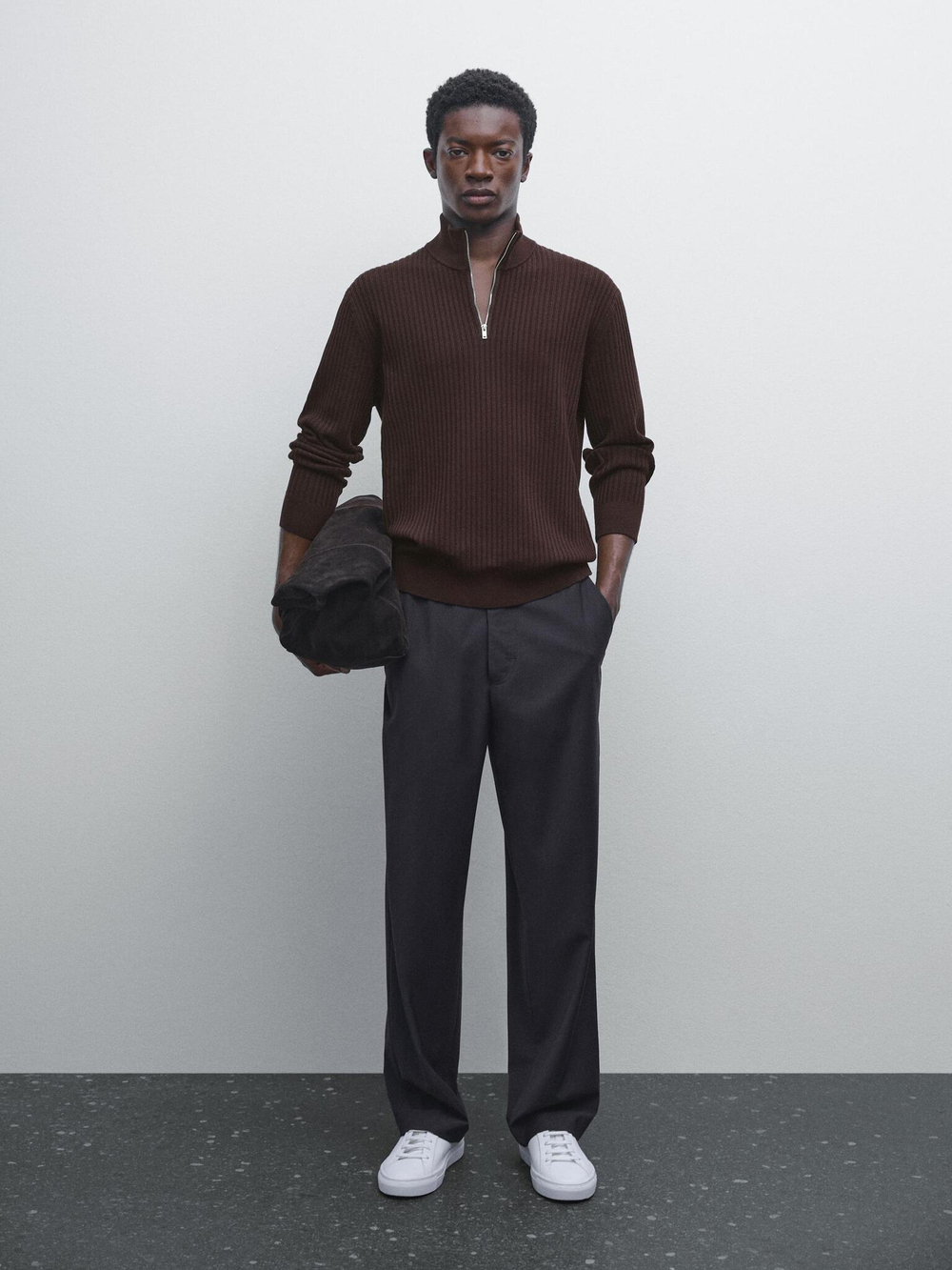 Massimo Dutti Свитер с воротником-стойкой, бордо