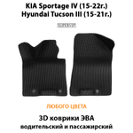 Передние автомобильные коврики ЭВА для KIA Sportage IV (15-22г.), Hyundai Tucson III (15-21г.)