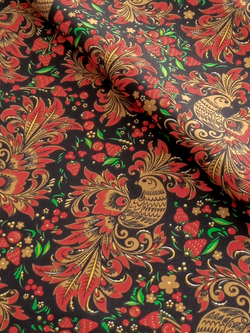 Ткань бязь плательная, рис. "Хохлома жар-птица", ширина 150 см, арт. 871