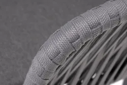 "Бордо" стул плетеный из роупа, каркас алюминий темно-серый (RAL7024) муар, роуп серый 15мм, ткань темно-серая 027