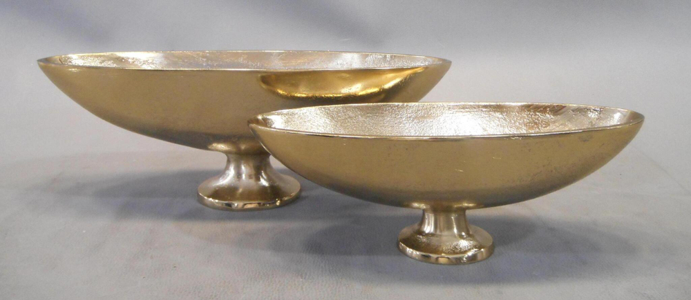 Ваза-ладья на ножке 35x12x14см Cor Mulder Bowl золотая