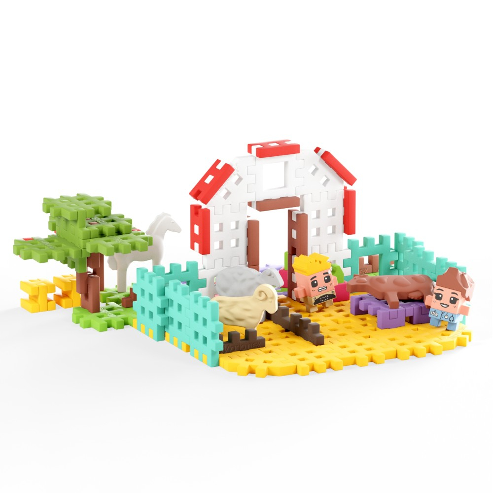 Marioinex - Конструктор Mini Waffle FARMER Домик ветеринара 100 шт. 907580