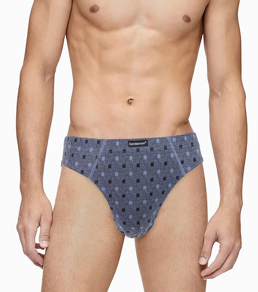 Комплект из двух трусов-слипов в клеточку (Размер: XXL) (Цвет: серый с синим)