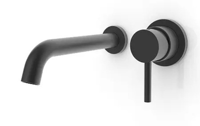 Bossini Oki смеситель для раковины, настенный на 2 отверстия, однорычажный, скрытая часть в комплекте, цвет черный матовый