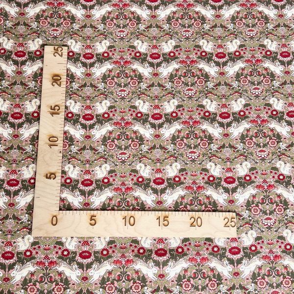 БЕЛКИ И ЗАЙЧИКИ В СТИЛЕ МОРРИСА, отрез 90 см, 100% хлопок, ширина 145 см 4