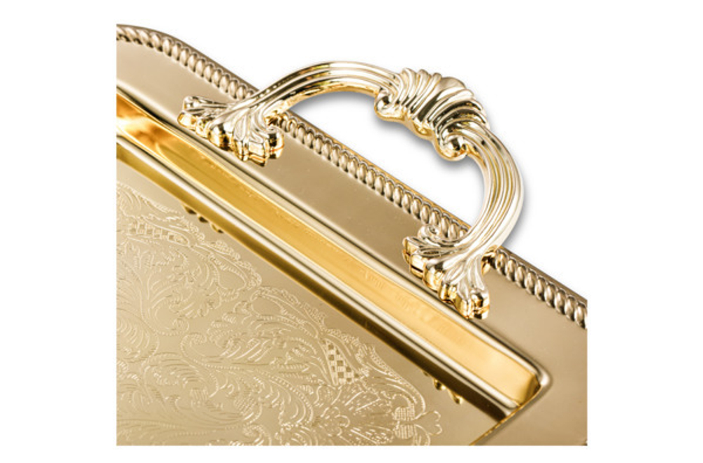 Поднос прямоугольный с ручками 40х25см Queen Anne золотой