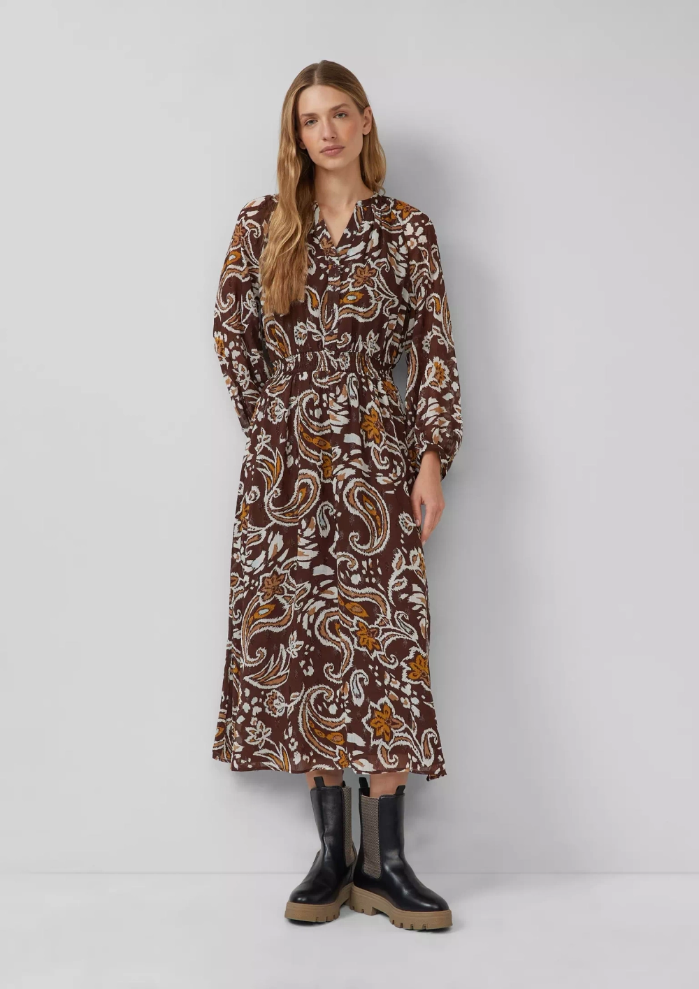 Шифоновое платье с эффектом пряжи