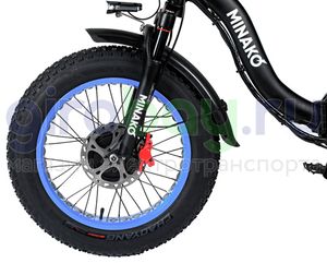 Электровелосипед Minako F11 Pro Dual (полный привод) - Синий обод фото 1