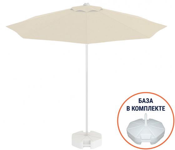 Зонт пляжный с базой на колесах Kiwi Clips&amp;Base, Ø225 см, бежевый