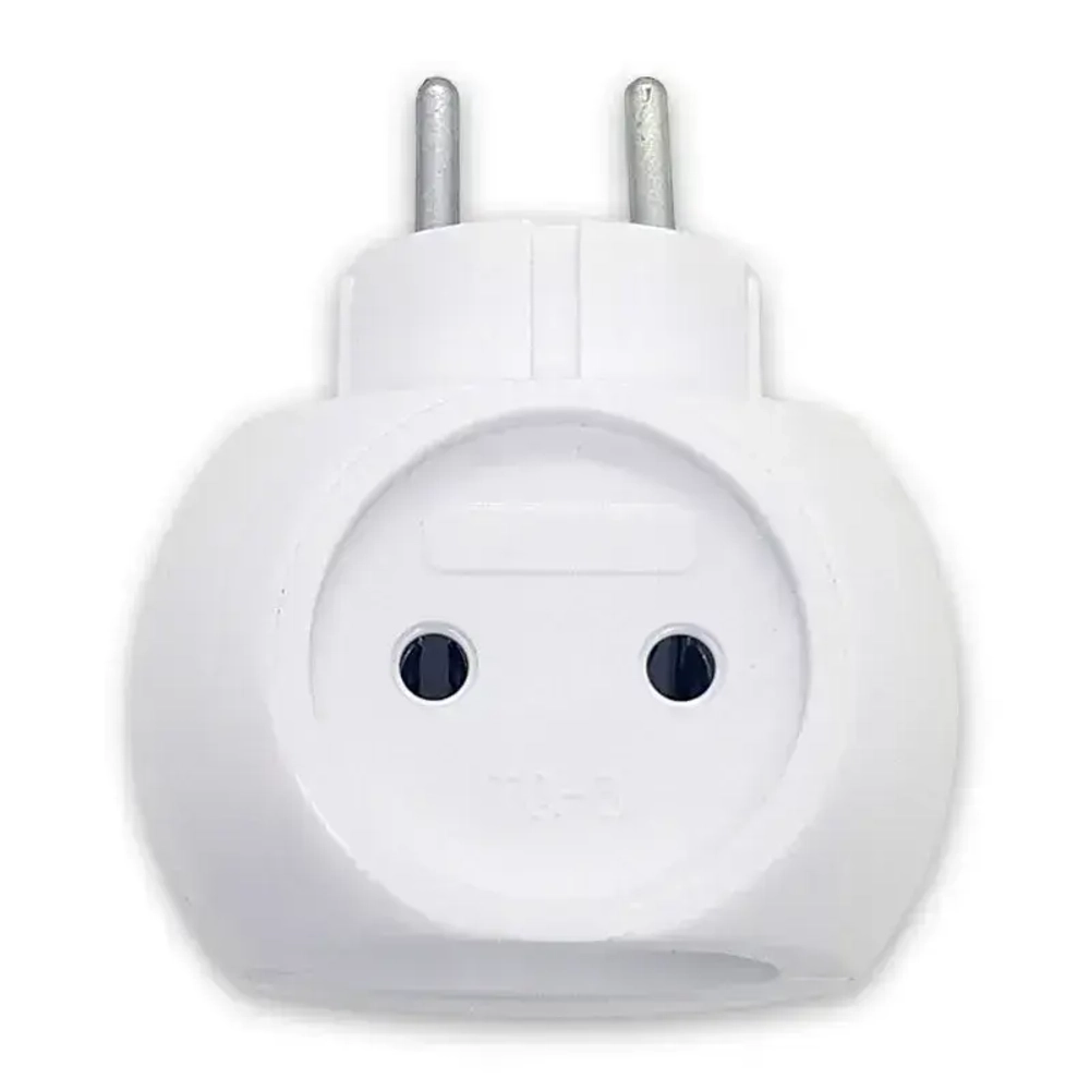 Тройник электрический, сетевой разветвитель, 3 розетки 250В 6А, белый, круглый