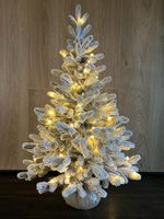 Настольная заснеженная елка с гирляндой «Александрийская» (Литая хвоя) 90 см