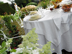 Скатерть 170x240 и 8 салфеток Blanc des Vosges Ombelle белая Франция