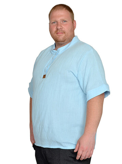 Рубашка мужская из муслина, цвет нежно-голубой