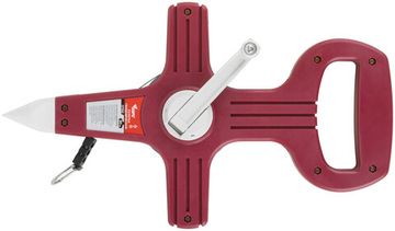 Рулетка геодезическая, стальная лента, красный открытый пластиковый корпус 30 м