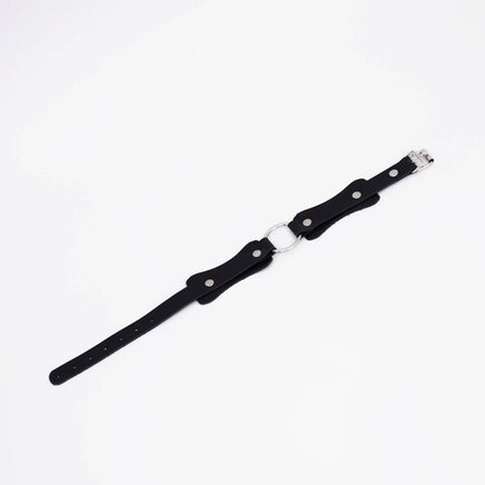 Черный кожаный ошейник с кольцом