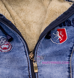 куртка джинсовая  утепленная Герб лев 3762