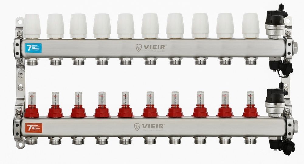 Колл. группа БЕЗ КРАНОВ (НЕРЖ) с расход. и ВСТ. ВОЗД.  10-вых. ViEiR (2/1шт) Т