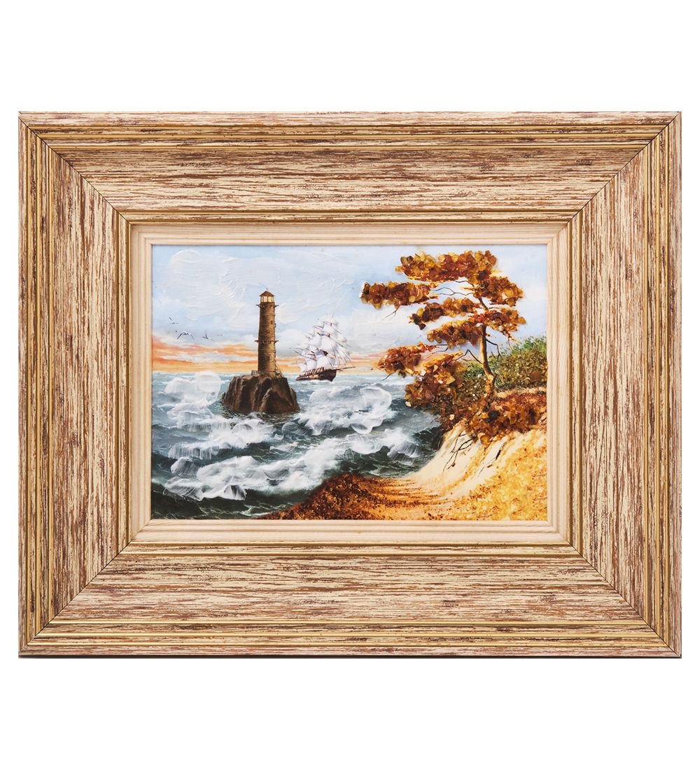 AMB-03/58 Картина «Красота природы» (с янтарной крошкой) H-32см