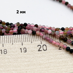 Турмалин граненый бусины, диаметр около 1,8 мм, цена за нить 38 см