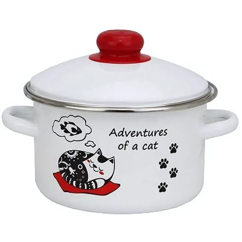 Кастрюля эмалированная 2л «Коты»