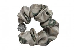 Шелковая резинка для волос Mollen Ландыши светло-серая