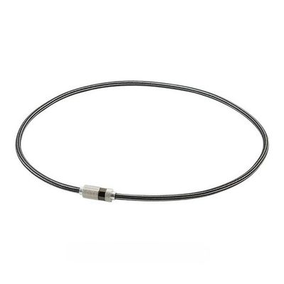 Ожерелье PHITEN RAKUWA NECKLACE MG KNURLING черно-серебристое