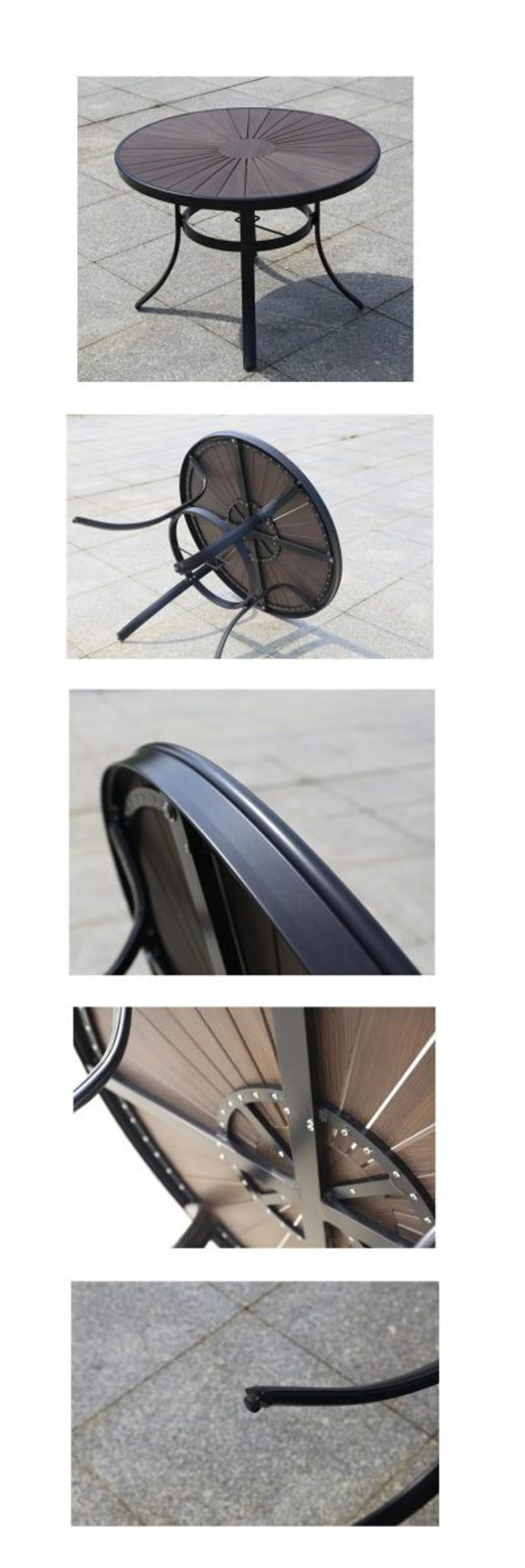 Алюминиевый круглый стол D105 ПОЛИВУД-2 «POLYWOOD-2» цвет каштан арт.1023