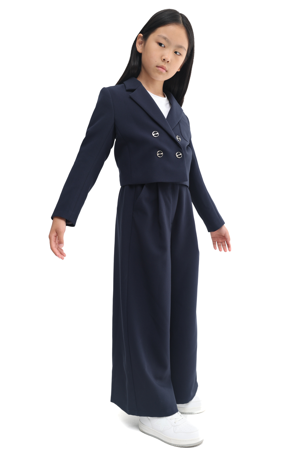 Укороченный двубортный жакет Dark blue
