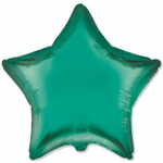 Фольгированный шар-звезда, сатин, зеленый/золотой, 46 см