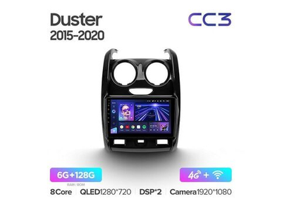 Магнитола Teyes CC3 6-128 Renault Duster 2015 — 2020/ LADA Largus I 1 2021 9.0" (F1)
