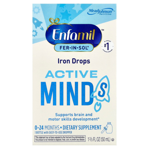 Enfamil, Fer-In-Sol®, железные капли, для активного ума, от 0 до 24 месяцев, 50 мл (1 2/3 жидк. унц.)