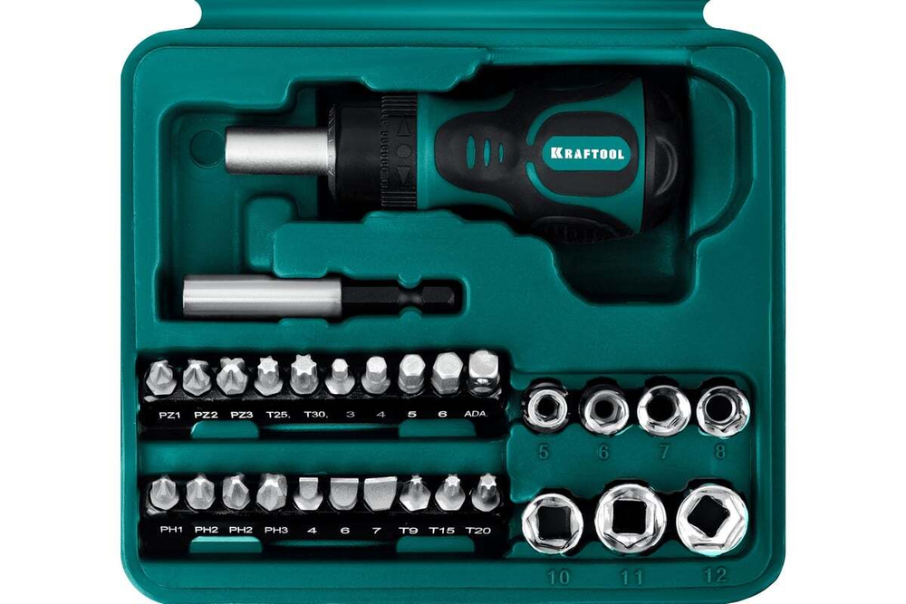 KRAFTOOL  Kompakt-29 с насадками 29 предм., Реверсивная отвертка (25556-H29)