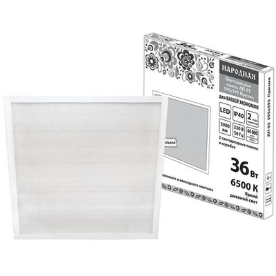 Панель светодиод, TDM, ЛП 03 Призма, 36 Вт, 6500 К, 3000 Лм, IP40, 59.5х59.5х1.9 см, универс, бел, S