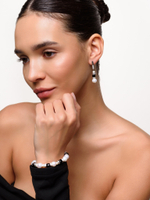 Браслет "Pearl charm" с черным агатом Silver