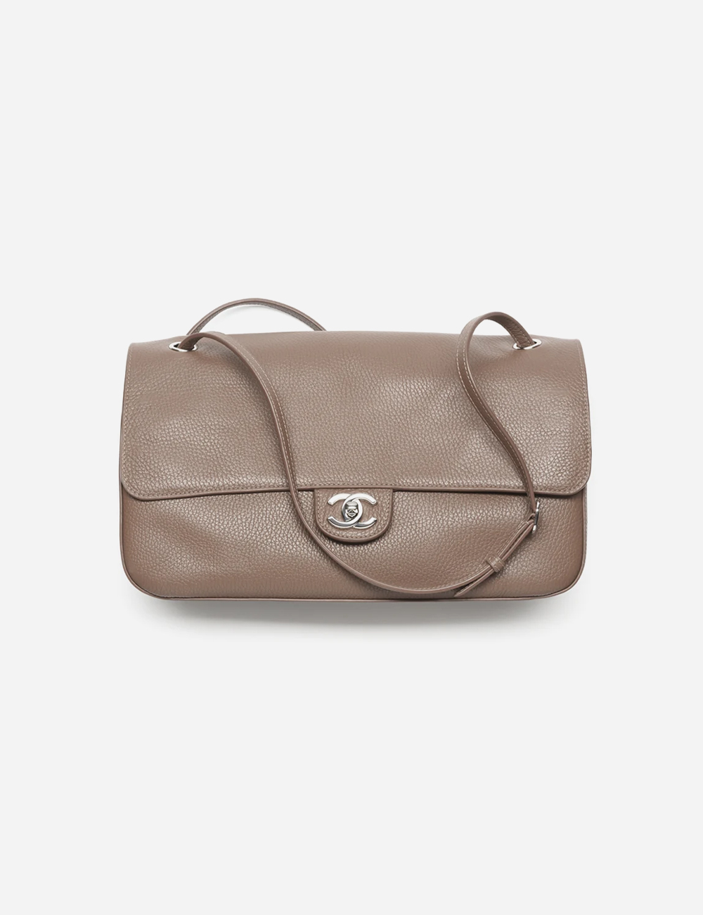 Сумка Chanel Maxi Flapbag Grained Calfskin & Silver Metal "Light Brown"