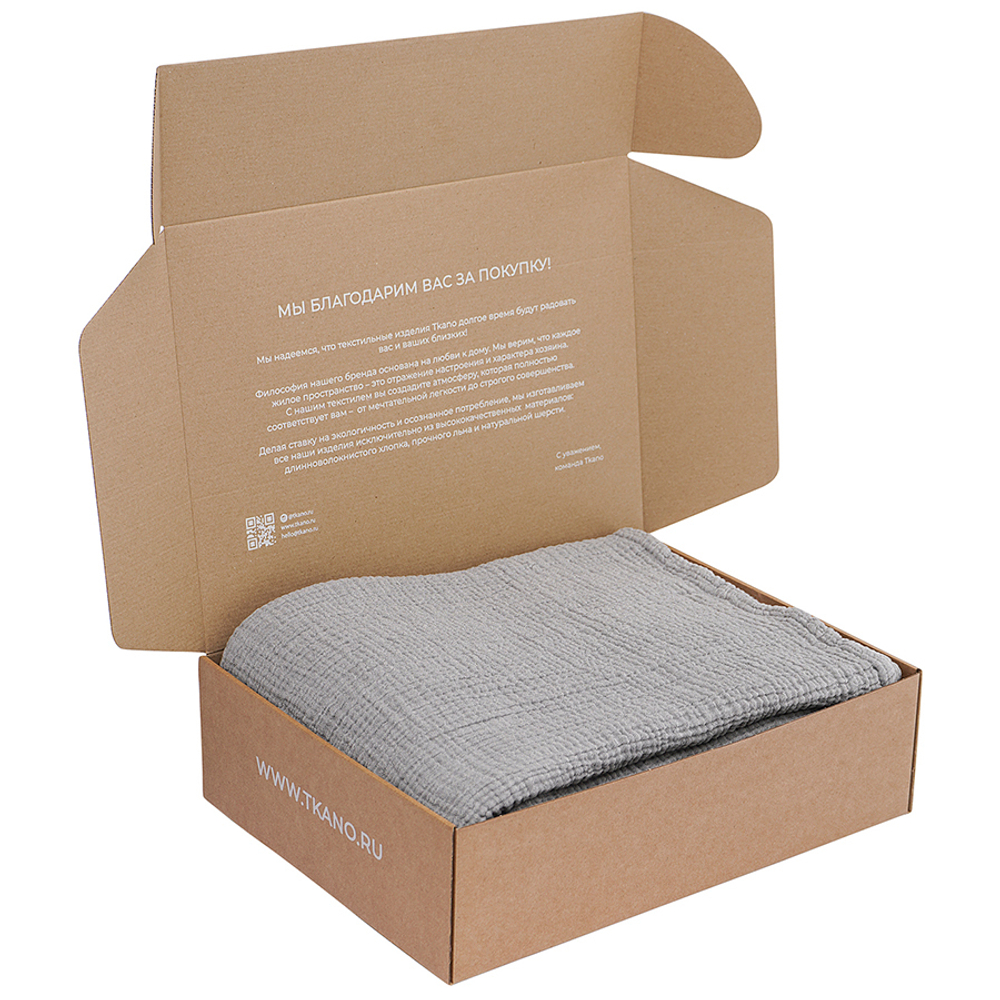 Покрывало двухстороннее из многослойного муслина серого цвета из коллекции essential, 230x250 см