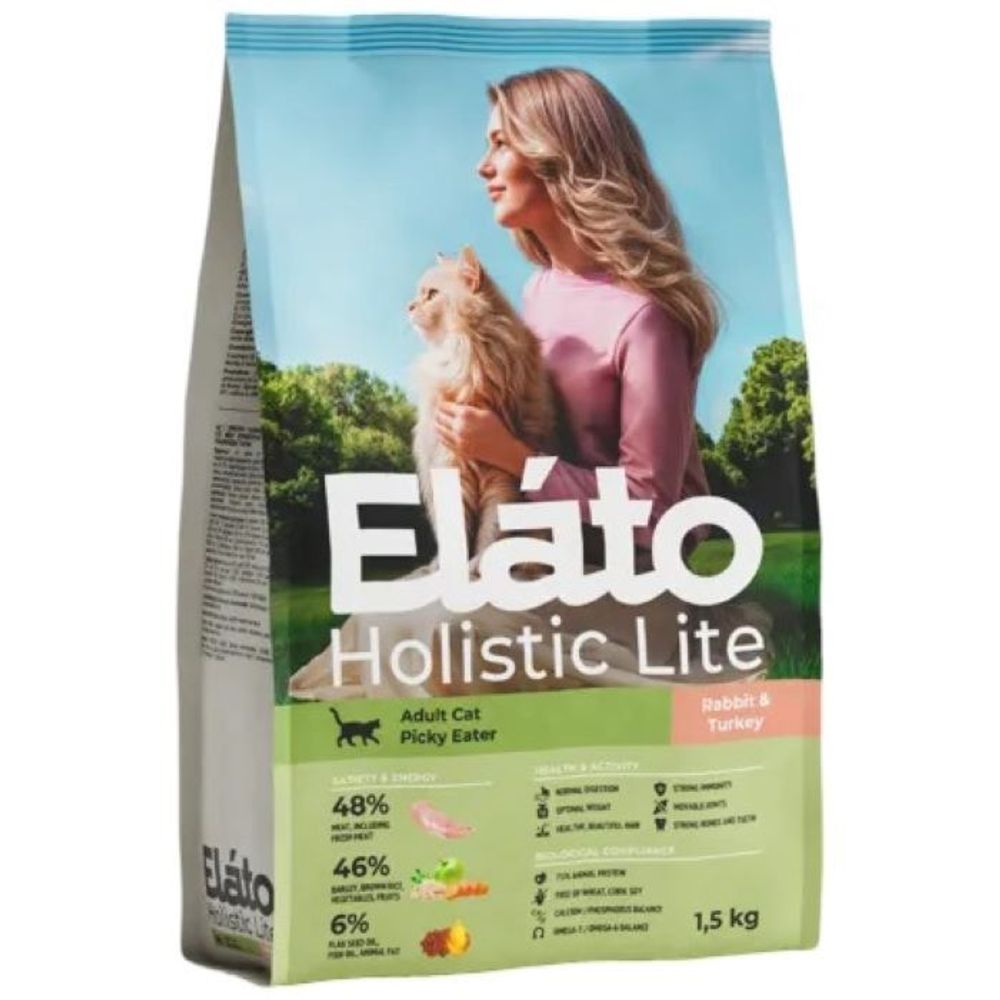 Сухой корм ELATO Holistic Lite для кастрированных и стерилизованных кошек с ягненком и индейкой - 1,5 кг