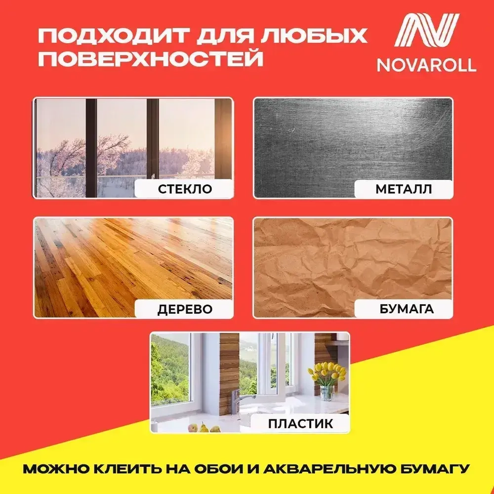 NOVAROLL Малярная лента скотч бумажный узкий 19 мм 40 м набор 6 шт