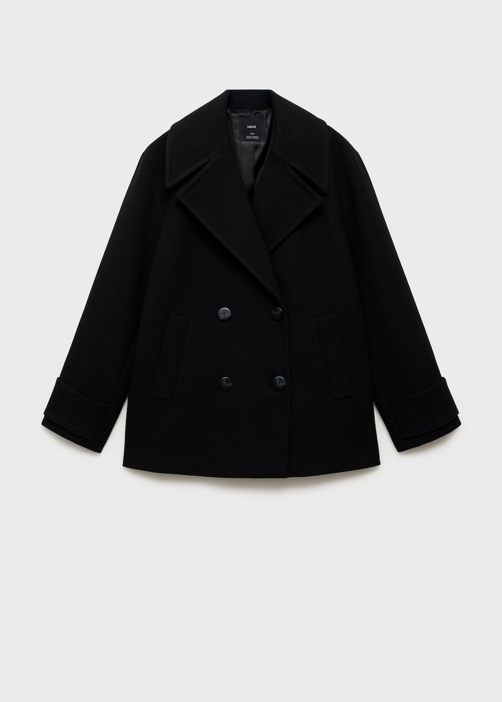 Двубортное пальто из смесовой шерсти