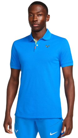 Мужское теннисное поло Nike Rafa Slim Polo - light photo blue/light lemon twist