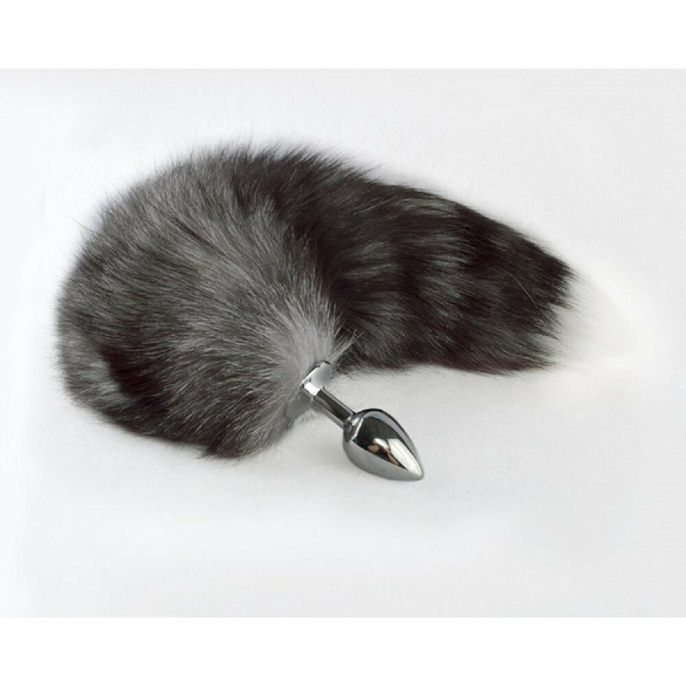 Анальная втулка Sitabella с блюфрост серым хвостом 6,5 см