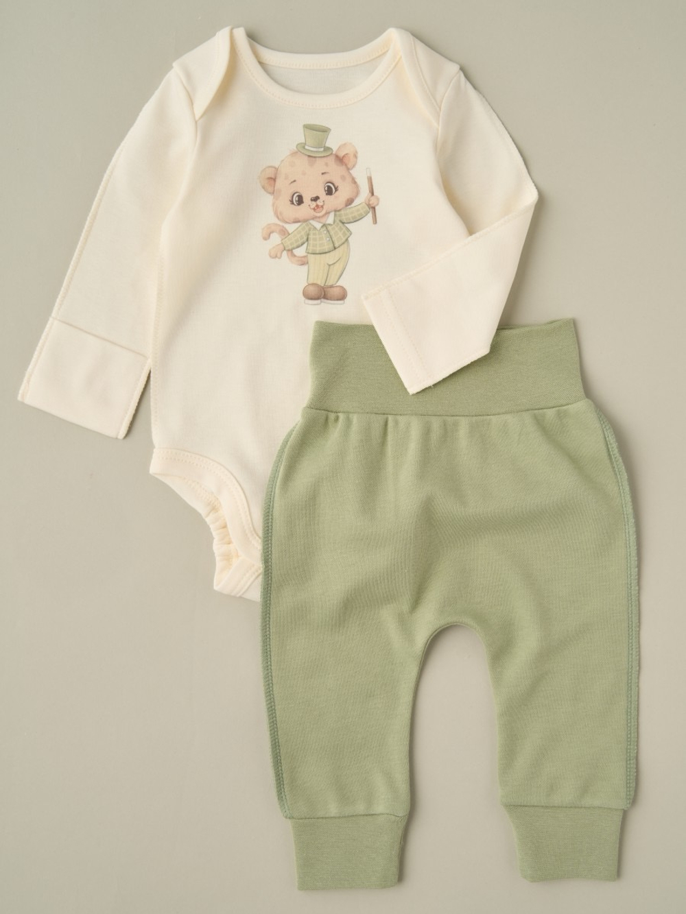 Боди, штанишки "Лео в смокинге", Сливочный/фисташка